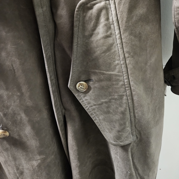 Sawyer Of NAPA Leather Women's Brown/Gray Trench Coat - Picture 5 of 8